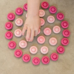 Wooden Mandala Set, Pink Flowers