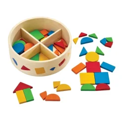 Wooden Mosaic Shapes with Container