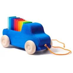 Wooden Pull Along Truck with Rainbow Blocks