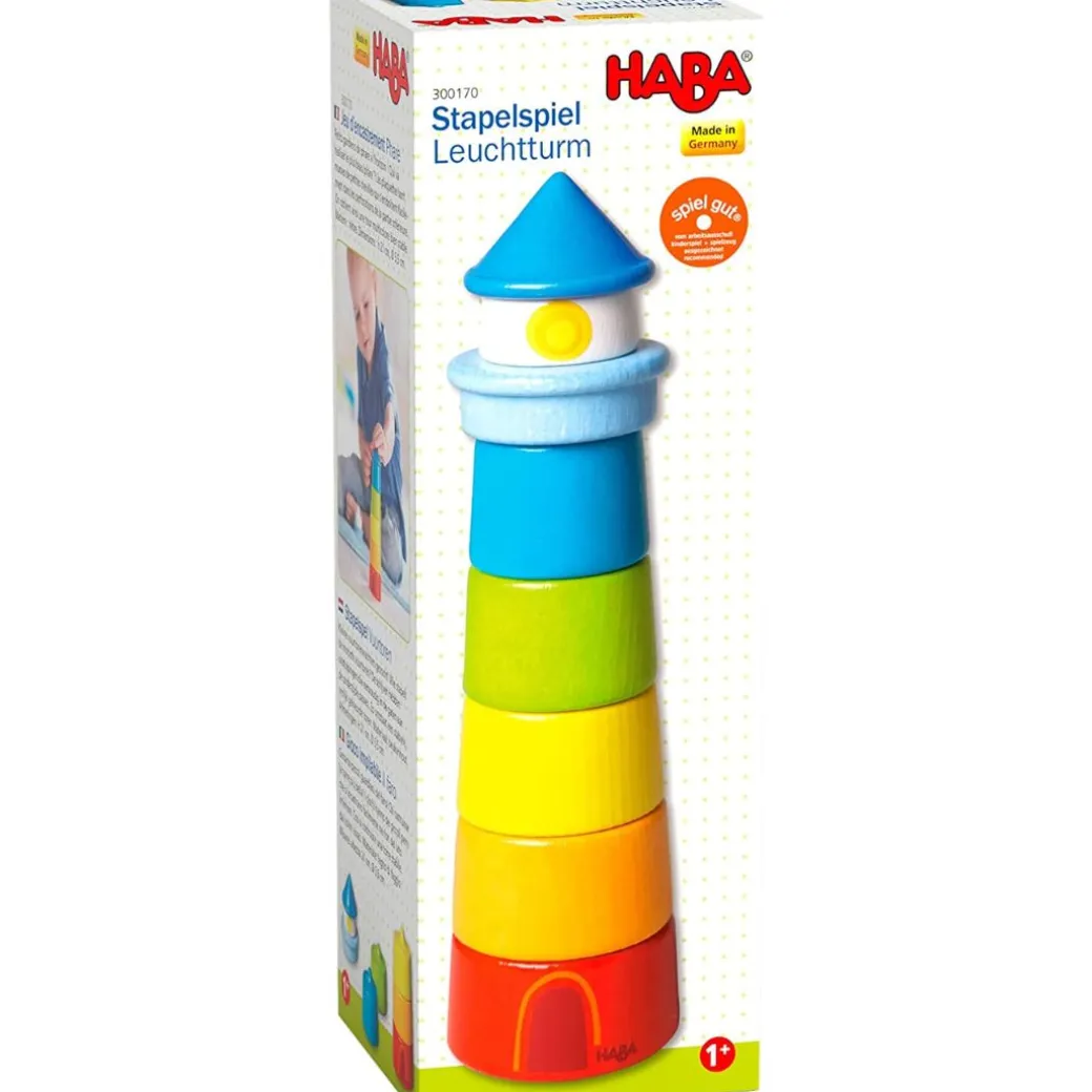Wooden Rainbow Lighthouse Stacking Toy