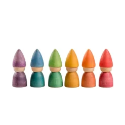 6 Wooden Rainbow Tomten Figures