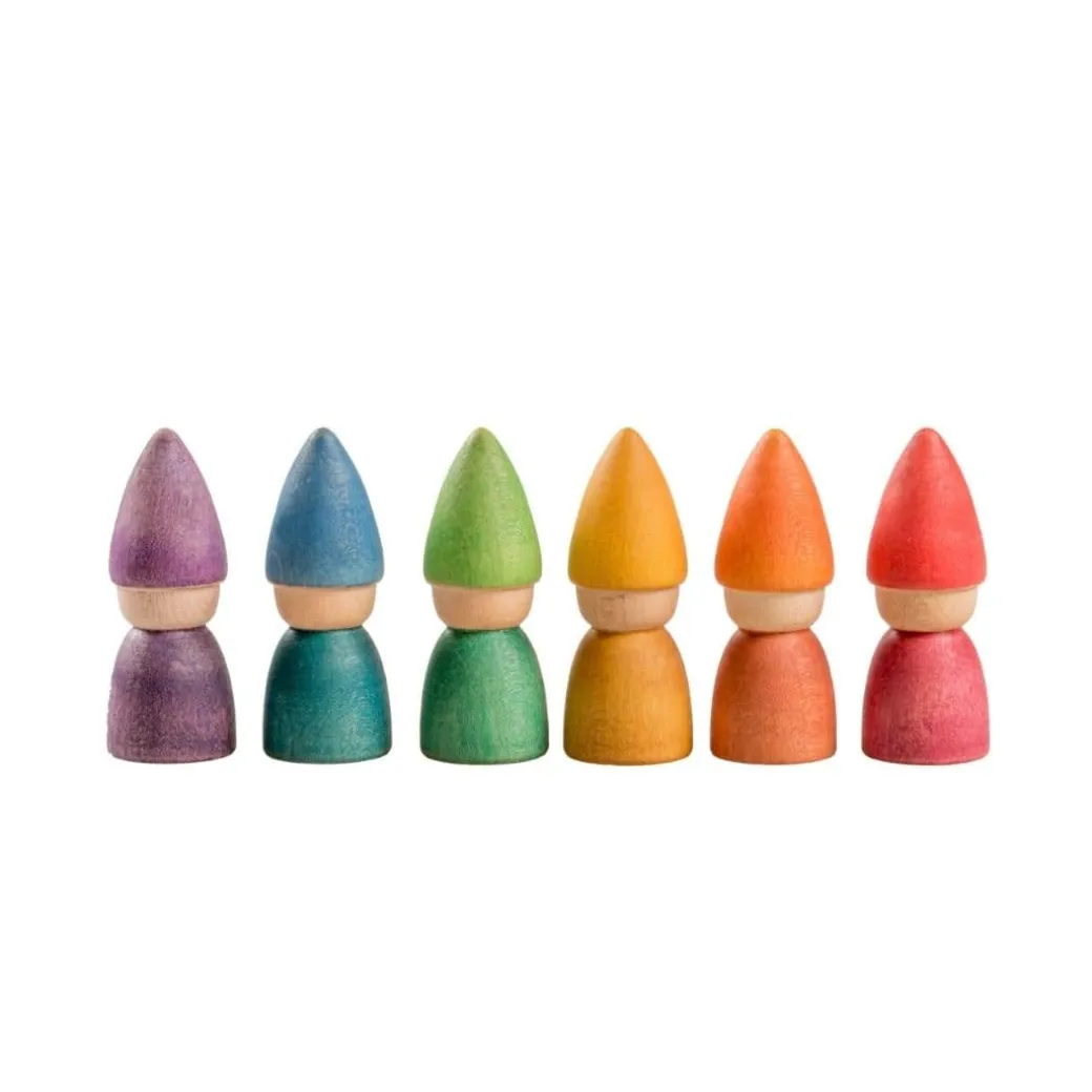 6 Wooden Rainbow Tomten Figures