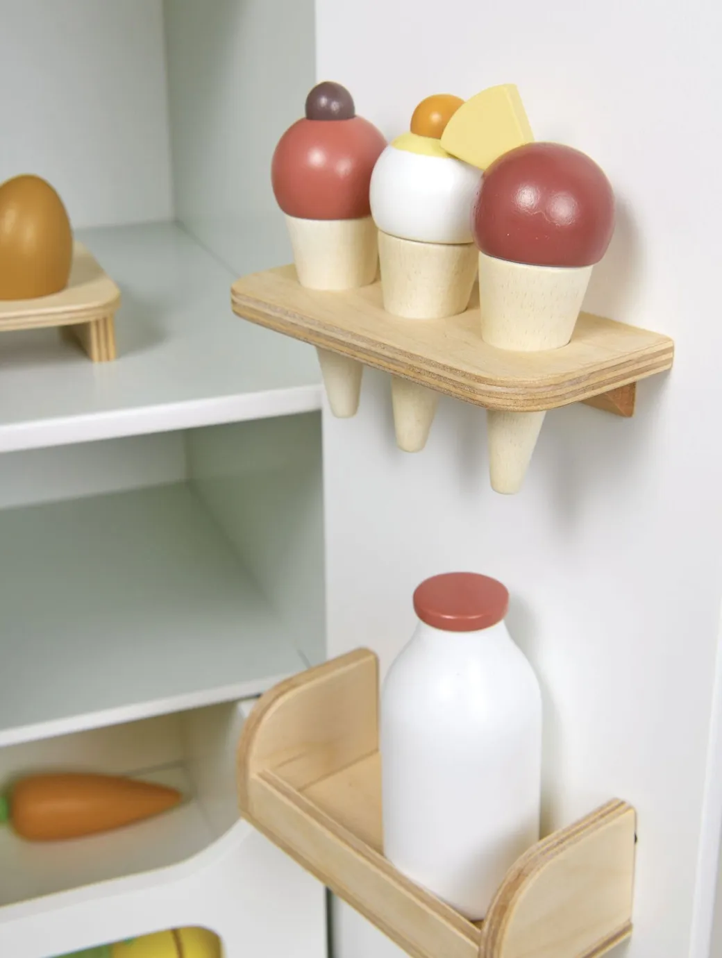 Wooden Refrigerator and Food Set