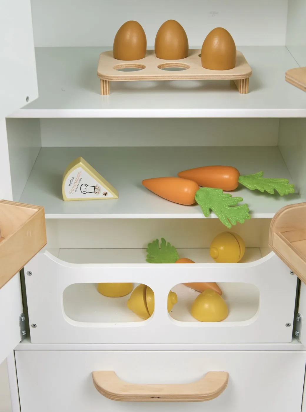 Wooden Refrigerator and Food Set