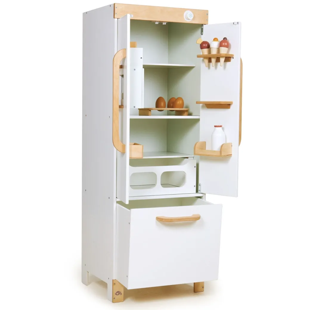 Wooden Refrigerator and Food Set