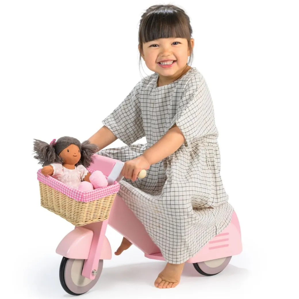 Wooden Ride-On Scooter with Basket
