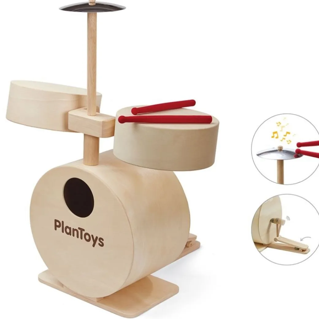 Wooden Toy Drum Set with Cymbals