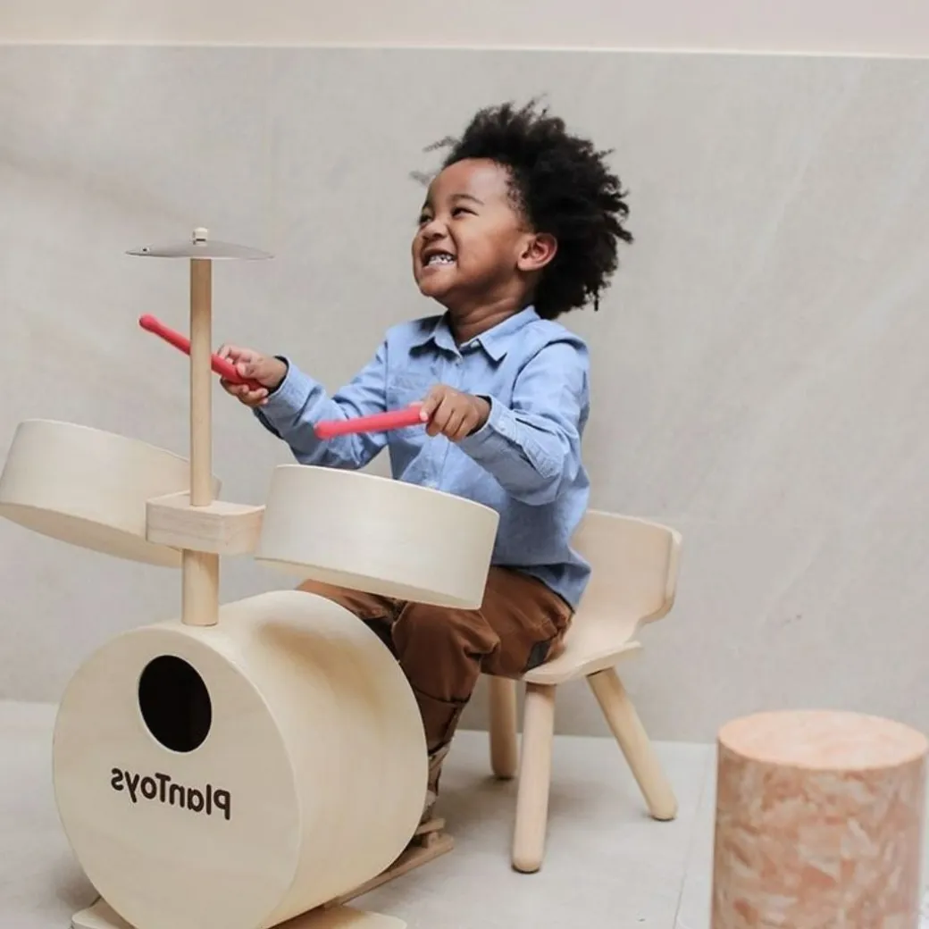 Wooden Toy Drum Set with Cymbals